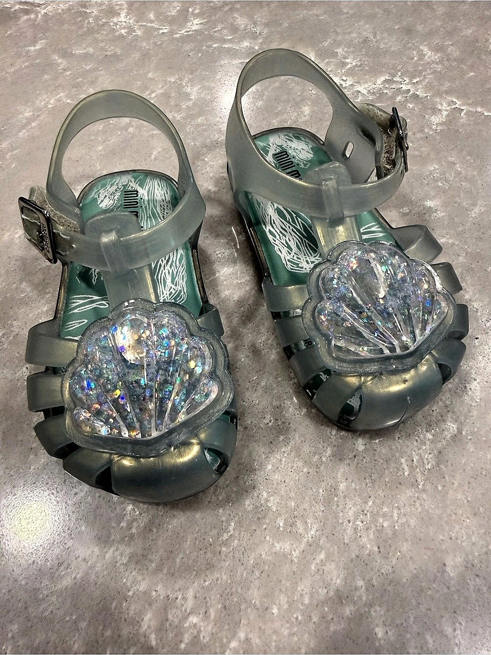 mini melissa Mini Aranha XII Kids Sea Shell Mermaid Jelly Sandals Girls US 6